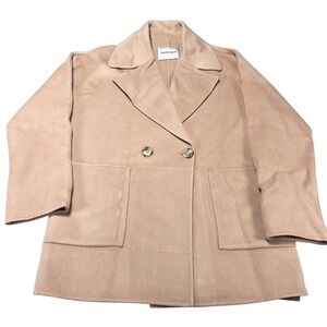 Gentle Herd Coat Womens‎ XL Salmon 100% Wool Pea Coat Button Front Pockets